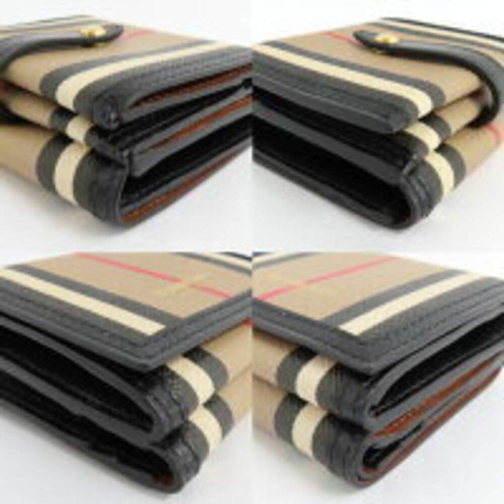 Burberry Icon Stripe Luna wallet beige white black striped coated canvas - Picture 7 of 7